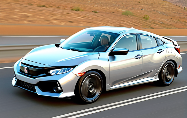 **Prompt:** A sleek, modern Honda Civic speeding along a highway. Overlay a wireframe grid highlighting the aerodynamic curves and angles of the car's body, illustrating how geometry optimizes fuel efficiency. In the background, show a faint computational fluid dynamics (CFD) simulation visualizing airflow around the car.