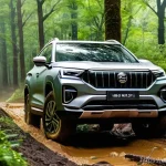 지리 Xingyue의 오프로드 성능 - **Prompt 1: Navigating a Challenging Trail**
    "A sleek, silver Geely Xingyue L confidently powers...