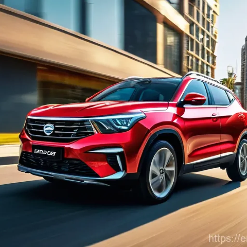 지리 콜라이더와 기아 셀토스 비교 - **Prompt 1: Geely Coolray - Dynamic Urban Escape**
    "A Geely Coolray, in a vibrant metallic red, ...